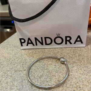 Pandora Classic Silver Bangle Heart Bracelet for charms